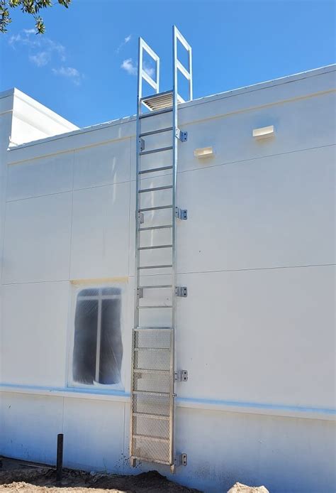 fabricate ladder for metal roof|exterior roof ladder with guard.